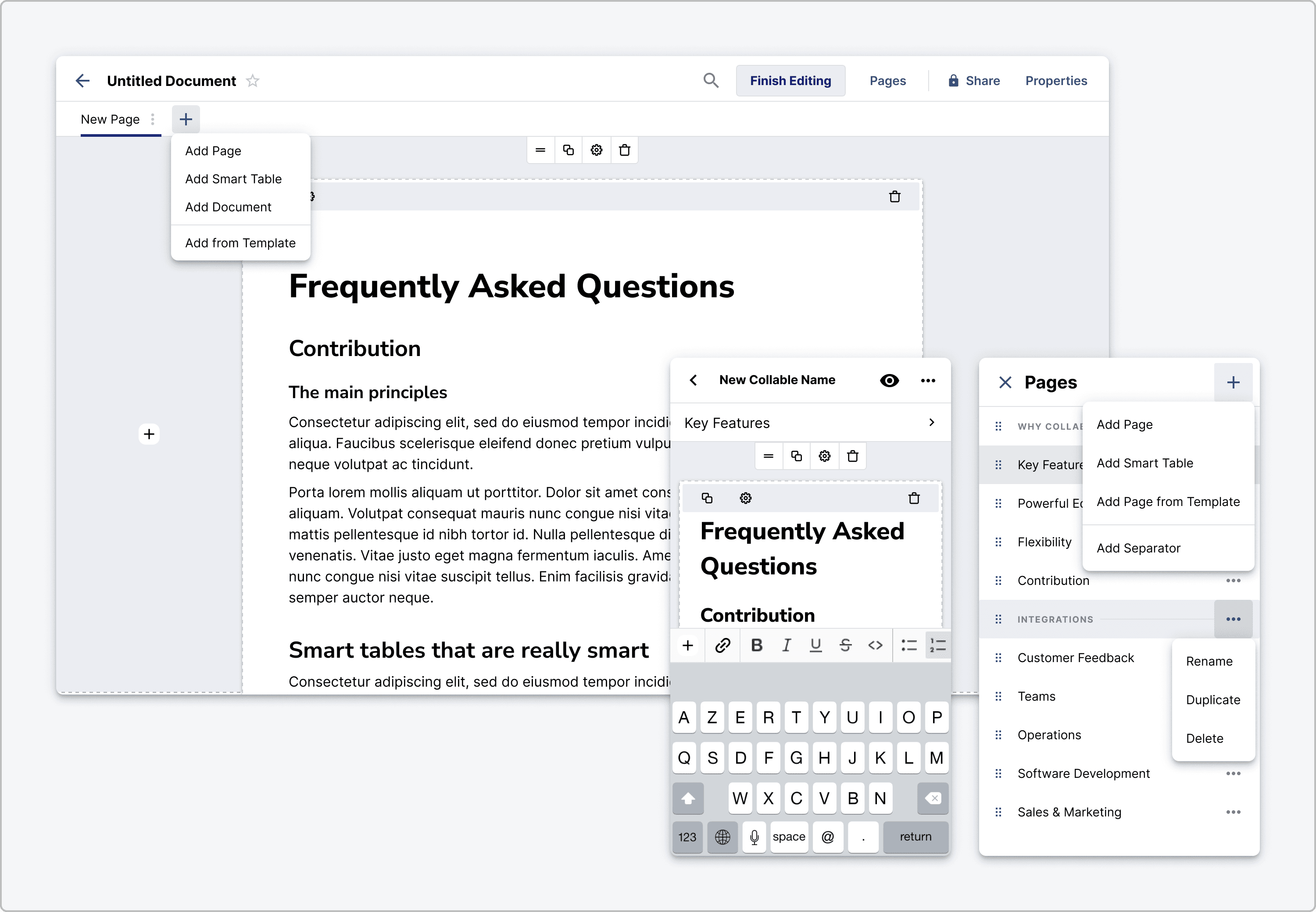 Website-type document with tab navigation