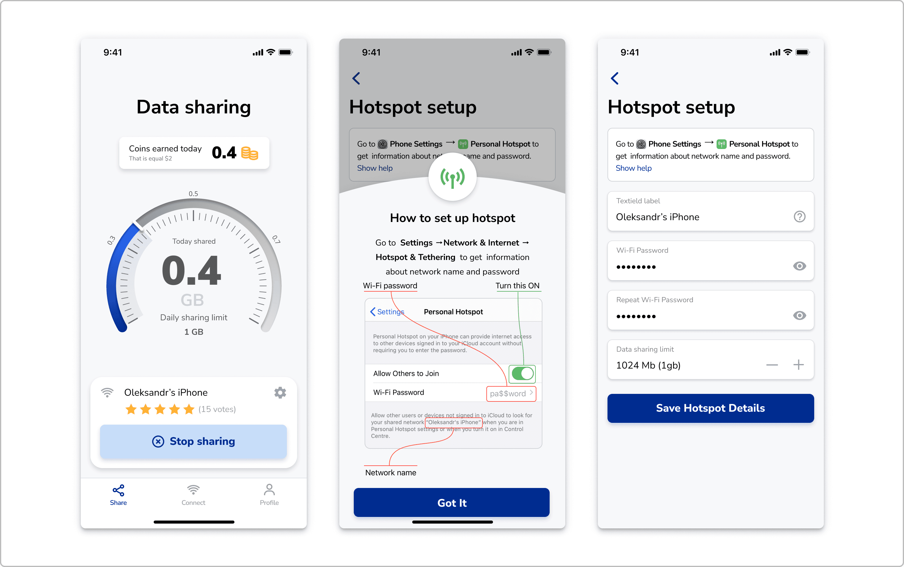 Data sharing setup flow